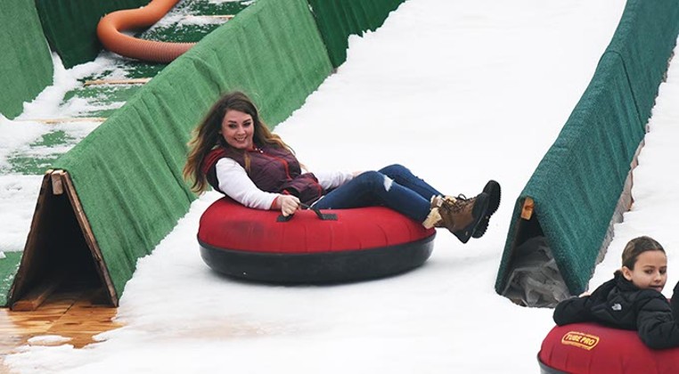 Snow tubing continues downtown