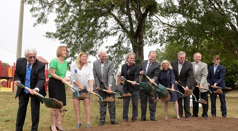 City of Oklahoma City leaders, Midtown stakeholders and SoSA neighbors turned some dirt to symbolize the next chapter in the life of Red Andrews Park at a ground breaking ceremony Aug. 1 | Photo Garett Fisbeck