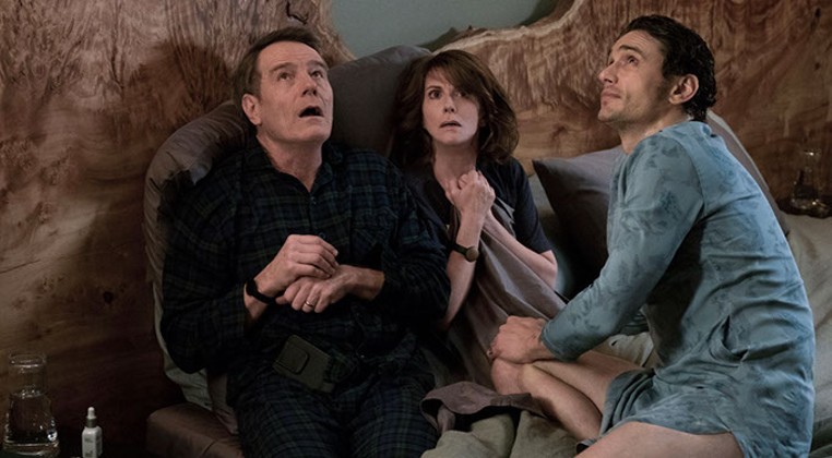 from left Bryan Cranston, Megan Mullally and James Franco costar in Why Him?, which opened Christmas week in theaters nationwide. (Scott Garfield / Century Fox / provided)