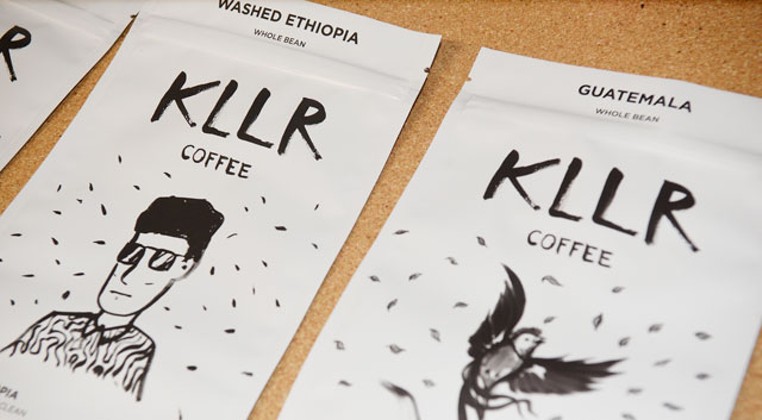 Local artist Koon Vega designed packaging for KLLR Coffee. (Photo Jacob Threadgill)