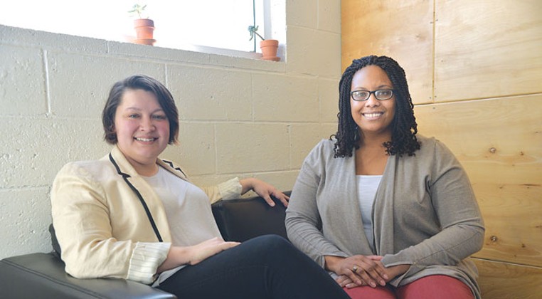 Ashten Hughes left and Bailey Perkins are leaders of New Leaders Council Oklahoma, the local chapter of a national organization for training progressive millennial thought leadership. | Photo Laura Eastes