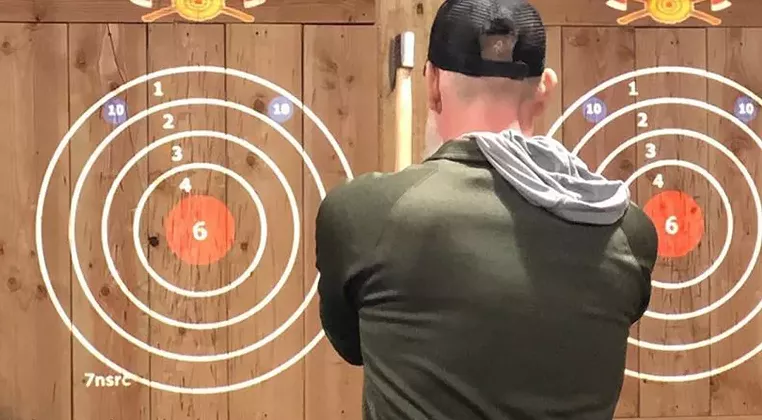Image: International Axe Throwing Day at Andy Alligator's