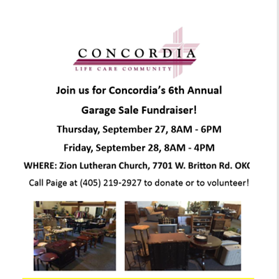 Concordia's 6th Annual Garage Sale Fundraiser