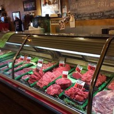 Inside display of meat case