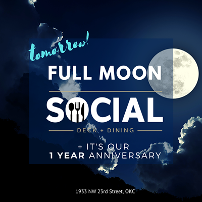 Tomorrow! Full Moon Social + 1 Year Anniversary Party