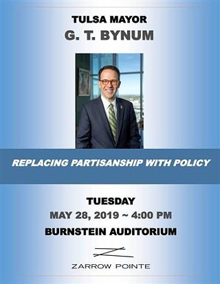 Replacing Partisanship with Policy: Mayor G.T. Bynum to present at Zarrow Pointe