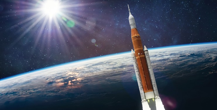 Artemis space program rendering. Elements of this image furnished by NASA.