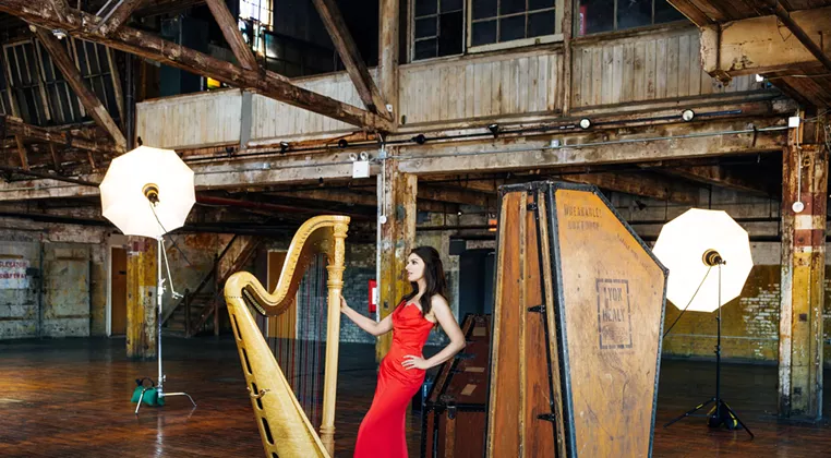 Image: Bridget Kibbey, Harpist with Dover String Quartet - Celebrating Bach