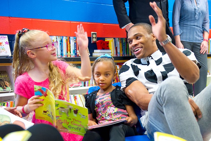 Thunder superstar Westbrook opens reading room at local school