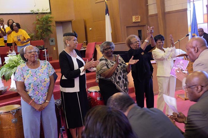 Five of the original Katz Drug Store sit-in participants were honored at the 59th Oklahoma City Sit-In Anniversary Program at Fifth Street Baptist Church earlier this month. (Garett Fisbeck)
